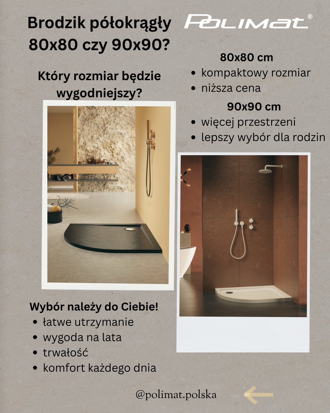 Brodzik półokrągły 80 czy 90